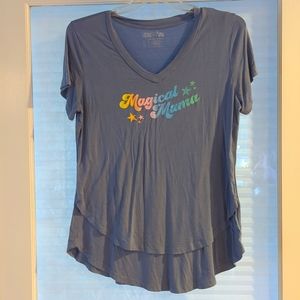 Latched Mama Nursing Maternity "magical mama" Tee Blue Size Large